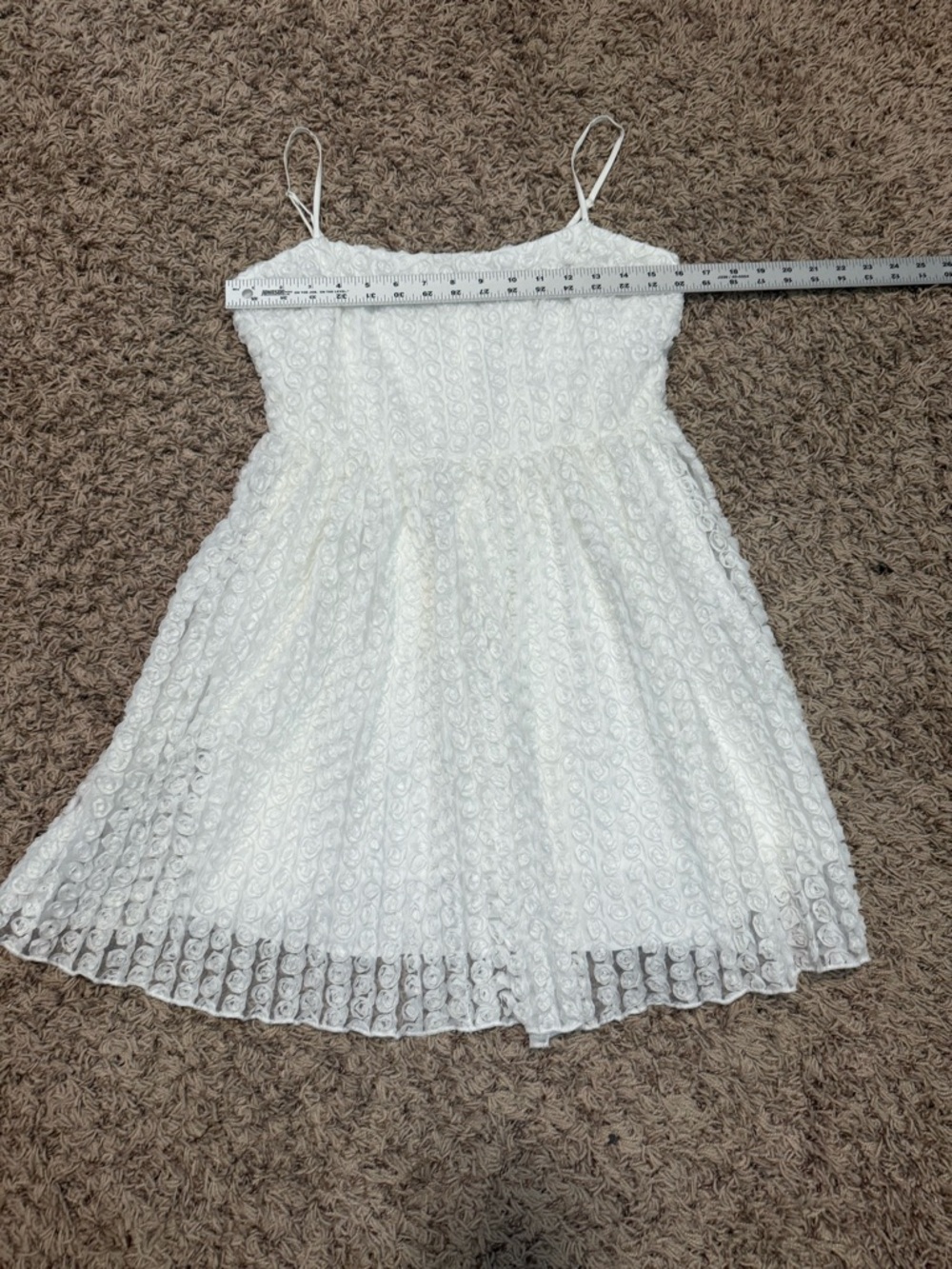 All in Favor White Rosette Spaghetti Strap Mini Dress Bridal shower (med) - Picture 13 of 16